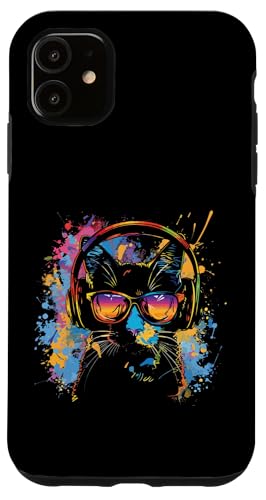 Splash Art Kitty Musik Kätzchen Kopfhörer Katze Hülle für iPhone 11 von Aesthetic Art Katze Kitty Liebhaber Design