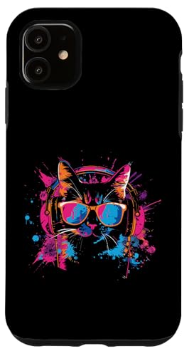 Splash Art Kitty Musik Kätzchen Kopfhörer Katze Hülle für iPhone 11 von Aesthetic Art Katze Kitty Liebhaber Design