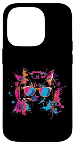 Splash Art Kitty Musik Kätzchen Kopfhörer Katze Hülle für iPhone 14 Pro von Aesthetic Art Katze Kitty Liebhaber Design