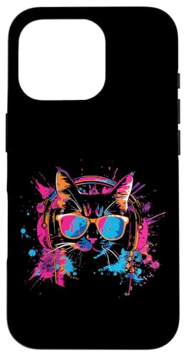 Splash Art Kitty Musik Kätzchen Kopfhörer Katze Hülle für iPhone 16 Pro von Aesthetic Art Katze Kitty Liebhaber Design