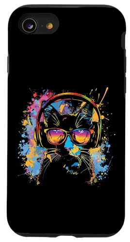 Splash Art Kitty Musik Kätzchen Kopfhörer Katze Hülle für iPhone SE (2020) / 7 / 8 von Aesthetic Art Katze Kitty Liebhaber Design