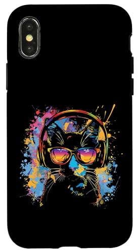 Splash Art Kitty Musik Kätzchen Kopfhörer Katze Hülle für iPhone X/XS von Aesthetic Art Katze Kitty Liebhaber Design