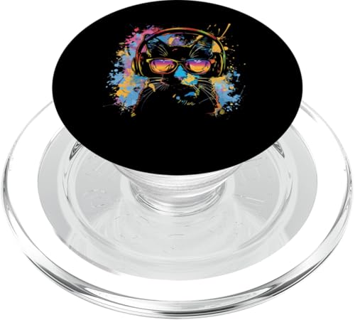 Splash Art Kitty Musik Kätzchen Kopfhörer Katze PopSockets PopGrip für MagSafe von Aesthetic Art Katze Kitty Liebhaber Design