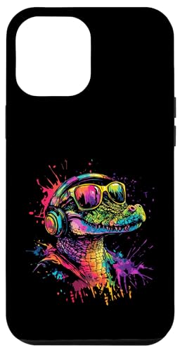 Splash Art Aligator Musik Kroko Kopfhörer Krokodile Hülle für iPhone 12 Pro Max von Aesthetic Art Krokodile Aligator Liebhaber Design