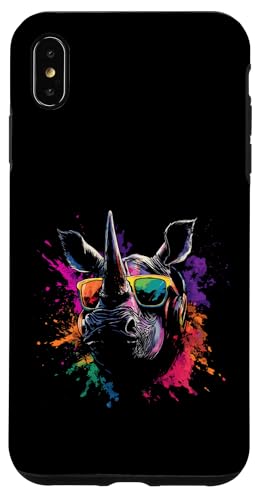 Splash Art Rhinozeros Musik Hornträger Kopfhörer Nashorn Hülle für iPhone XS Max von Aesthetic Art Nashorn Rhinozeros Liebhaber Design