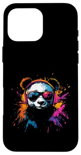 Splash Art Großer Panda Musik Bär Kopfhörer Panda Hülle für iPhone 16 Pro Max von Aesthetic Art Panda Großer Panda Liebhaber Design