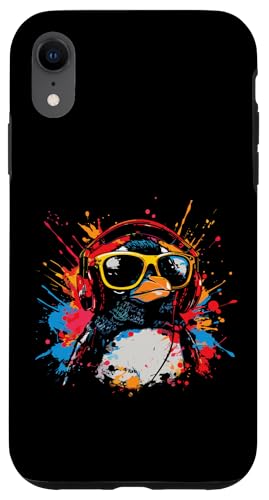 Splash Art Polarvogel Musik Frackträger Kopfhörer Pinguin Hülle für iPhone XR von Aesthetic Art Pinguin Polarvogel Liebhaber Design