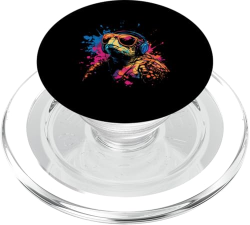 Splash Art Panzertier Musik Chelonier Kopfhörer Schildkröte PopSockets PopGrip für MagSafe von Aesthetic Art Schildkröte Panzertier Fan Design