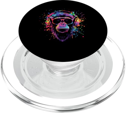 Splash Art Affen Musik Bonobo Kopfhörer Schimpanse PopSockets PopGrip für MagSafe von Aesthetic Art Schimpanse Affen Liebhaber Design