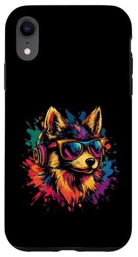 Splash Art Canide Musik Grauwolf Kopfhörer Wolf Hülle für iPhone XR von Aesthetic Art Wolf Canide Liebhaber Design