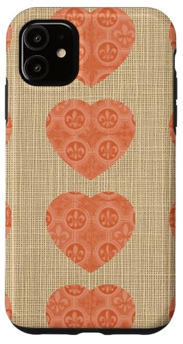 Hülle für iPhone 11 Dezente Herzen mit Fleurmuster in Burnt Orange von Aesthetic Boho Fantasy Designs