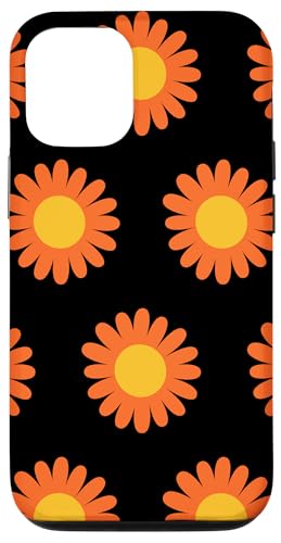 Hülle für iPhone 12/12 Pro Orangefarbenes Retro-Gänseblümchen-Muster von Aesthetic Boho Fantasy Designs