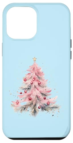 Hülle für iPhone 14 Plus Rosa Aquarell Weihnachtsbaum Ästhetisch Niedlich Blau von Aesthetic Boho Fantasy Designs