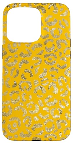 Hülle für iPhone 15 Pro Max Sonniges Ringelblumengelbes Leopardenleder-Printmuster von Aesthetic Boho Fantasy Designs