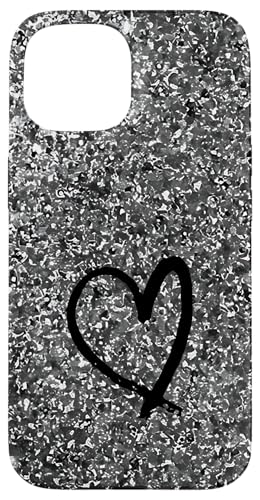 Hülle für iPhone 15 Schwarz Grau Minimal Herz Design von Aesthetic Boho Fantasy Designs