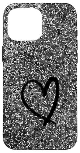 Hülle für iPhone 16 Pro Max Schwarz Grau Minimal Herz Design von Aesthetic Boho Fantasy Designs