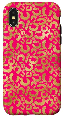 Hülle für iPhone X/XS Elektrisches Himbeerrosa-rotes Leopardenhaut-Druckmuster von Aesthetic Boho Fantasy Designs