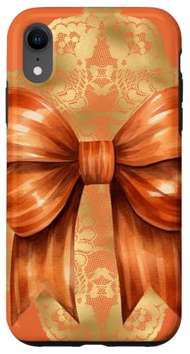 Hülle für iPhone XR Herbstfarben Kokette Schleife Spitze Herbst Blätter Illustration von Aesthetic Boho Fantasy Designs