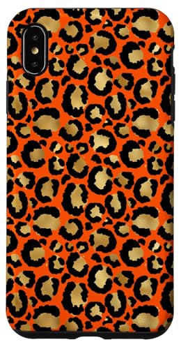 Hülle für iPhone XS Max Leuchtend orangefarbenes Leopardenleder-Printmuster von Aesthetic Boho Fantasy Designs