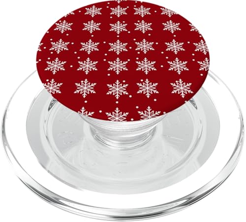 Cute White Snowflake Pattern For Women Red Christmas PopSockets PopGrip für MagSafe von Aesthetic Christmas Decor For Women By MiGiLaMo