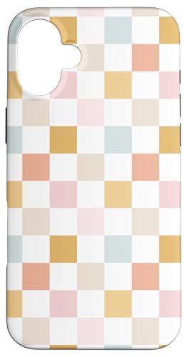 Hülle für iPhone 16 Plus Schachbrett-Pastell, hübsch/Retro, geometrische Farben, niedlich von Aesthetic Designs HHWCo.