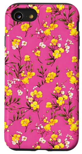 Hülle für iPhone SE (2020) / 7 / 8 Blumen bunt hübsch Floral leuchtend rosa gelb niedlich von Aesthetic Designs HHWCo.