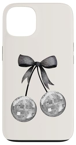 Hülle für iPhone 13 Ästhetische Discokugel schwarze Schleife Kokette auf neutralem Beige von Aesthetic Disco Ball Black Bow Coquette