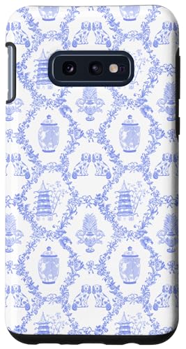 Hülle für Galaxy S10e Preppy Cornflower Blue & White Toile Chinoiserie Pagode Dogs von Aesthetic Pattern Co