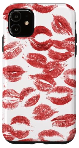 Hülle für iPhone 11 Coquette Red Kisses Lippenstift Lip Kisses von Aesthetic Pattern Co