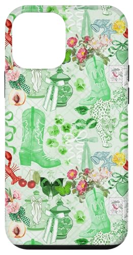Hülle für iPhone 12 mini Coquette Preppy Green mit Schleife und Cowboystiefel, Sommer von Aesthetic Pattern Co