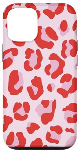 Hülle für iPhone 13 Leopardenmuster in Rot und Rosa von Aesthetic Pattern Co