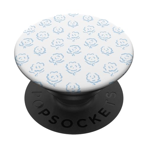 Adrettes hellblaues Blumenmuster, handbemalt PopSockets mit austauschbarem PopGrip von Aesthetic Patterns