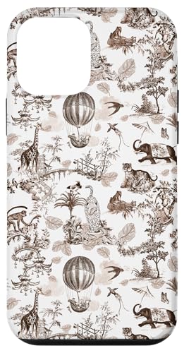 Hülle für iPhone 12 mini Chinoiserie mit Leopardenaffenpalmen, Braun von Aesthetic Patterns