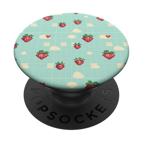 Pixel Art Strawberry Aesthetic Damen PopSockets Klebender PopGrip von Aesthetic Strawberry Tote Bag Designs for Women