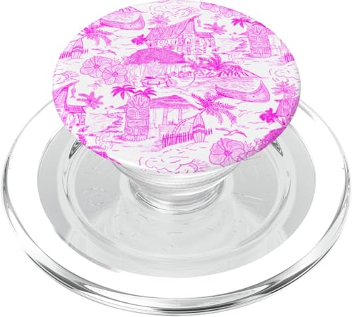 Hot Pink Preppy Hawaiian Vacation Toile, Ich liebe Hawaii PopSockets PopGrip für MagSafe von Aesthetic Toile Patterns