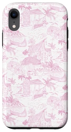 Hülle für iPhone XR Pastell Pink Preppy Hawaiian Vacation Toile, I Love Hawaii von Aesthetic Toile Patterns