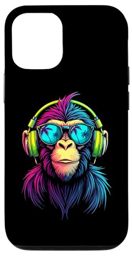 Hülle für iPhone 13 Pro Monkey-Kopfhörer von Affe Kopfhörer Retro Vintage