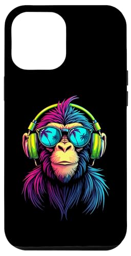 Hülle für iPhone 14 Pro Max Monkey-Kopfhörer von Affe Kopfhörer Retro Vintage