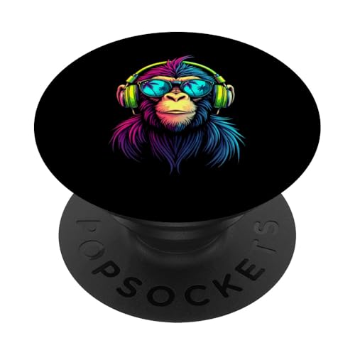 Monkey-Kopfhörer PopSockets mit austauschbarem PopGrip von Affe Kopfhörer Retro Vintage