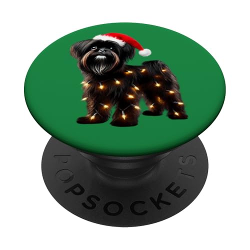 Affenpinscher Hund Weihnachtsmannmütze Weihnachtsbeleuchtung Besitzer Mama Papa PopSockets Klebender PopGrip von Affenpinscher Dog Christmas Products