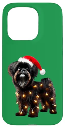 Hülle für iPhone 15 Pro Affenpinscher Hund Weihnachtsmannmütze Weihnachtsbeleuchtung Besitzer Mama Papa von Affenpinscher Dog Christmas Products