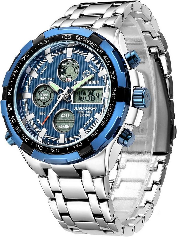 Affute für Herren, Schwerer Chronograph aus Edelstahl, wasserdicht Watch, mit Datums- und Alarmfunktion, Analog-/Digitalanzeige Affute für Herren, Schwerer Chronograph aus Edelstahl, wasserdicht Watch, mit Datums- und Alarmfunktion, Analog-/Digitalanzeige von Affute