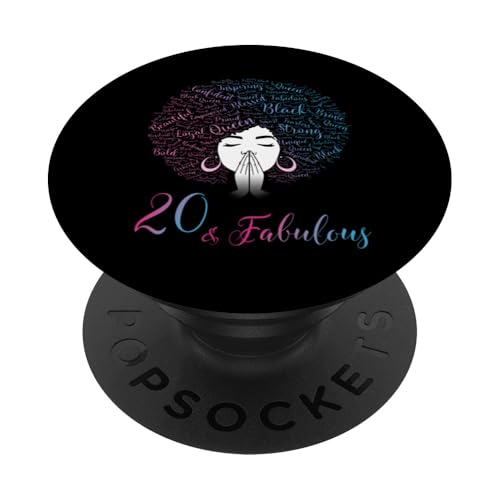 20 & Fabulous Black Queen Afro Hair zum 20. Geburtstag PopSockets Klebender PopGrip von African American Women's Fabulous Birthday