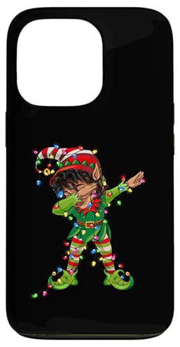 Hülle für iPhone 13 Pro Süße afrikanische Weihnachtsbeleuchtung mit Elfenmotiv, Schwarz von African Dabbing Elf