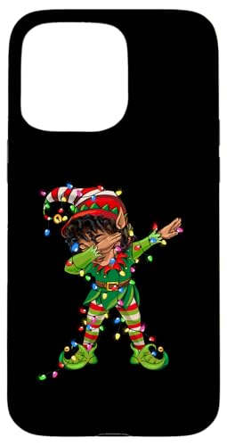 Hülle für iPhone 15 Pro Max Süße afrikanische Weihnachtsbeleuchtung mit Elfenmotiv, Schwarz von African Dabbing Elf