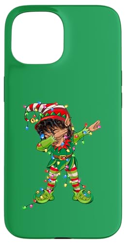 Hülle für iPhone 15 Süße afrikanische Weihnachtsbeleuchtung mit Elfenmotiv, Schwarz von African Dabbing Elf