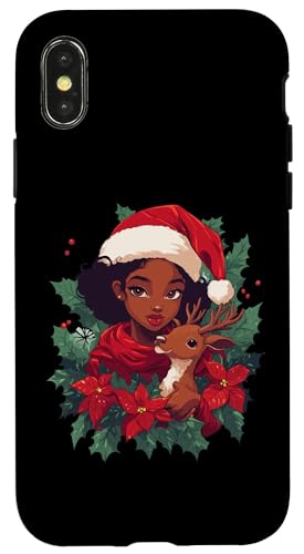 Hülle für iPhone X/XS Weihnachten Frauen Rentier Deko Afrikanische Weihnachtsfrau von Afrikanische Weihnachtsfrau Damen Weihnachten Deko