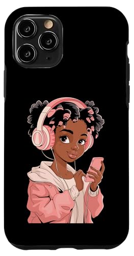 Hülle für iPhone 11 Pro Afro Anime Black Girl with Headphones Kpop Art von Afro Anime Girls Music Vibe