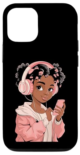 Hülle für iPhone 13 Pro Afro Anime Black Girl with Headphones Kpop Art von Afro Anime Girls Music Vibe