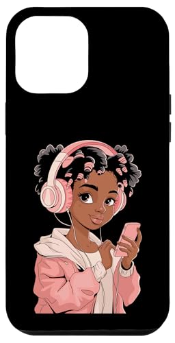 Hülle für iPhone 15 Plus Afro Anime Black Girl with Headphones Kpop Art von Afro Anime Girls Music Vibe